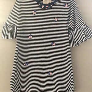 Hannah Banana Girls White & Black Stripes Dress Size 6 New